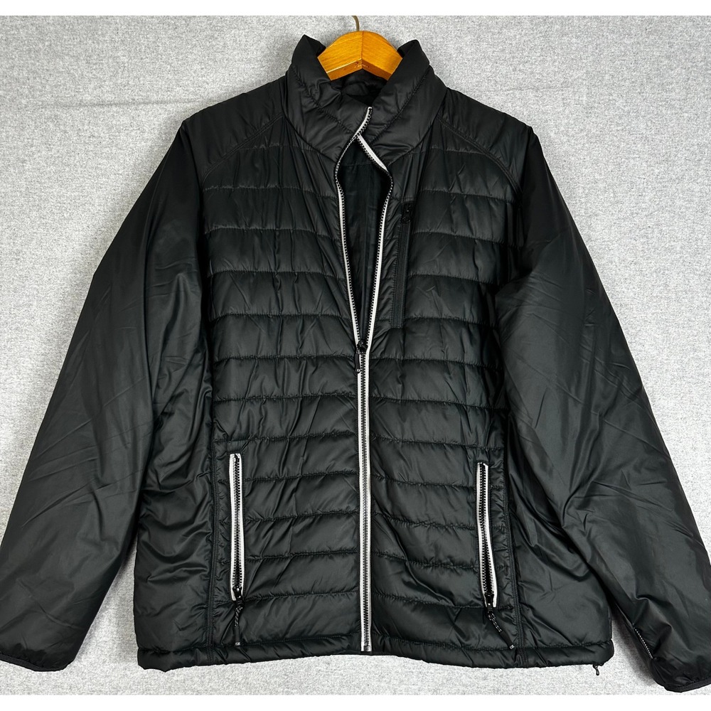 Cutter & Buck Puffer Jacket Mens XL Black Weathertec Full Zip Quilted
